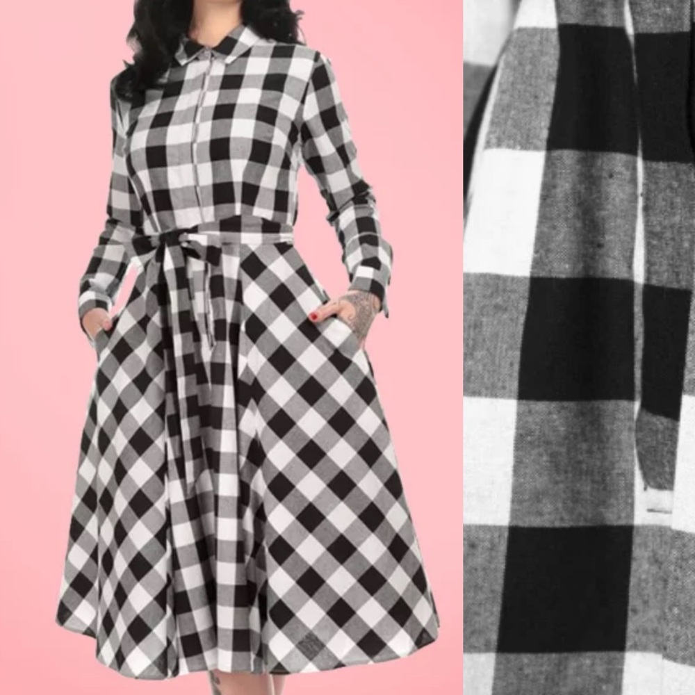 Collectif X ModCloth 50s Mara Check Midi Fit & Flare Shirtdress Shirt Dress